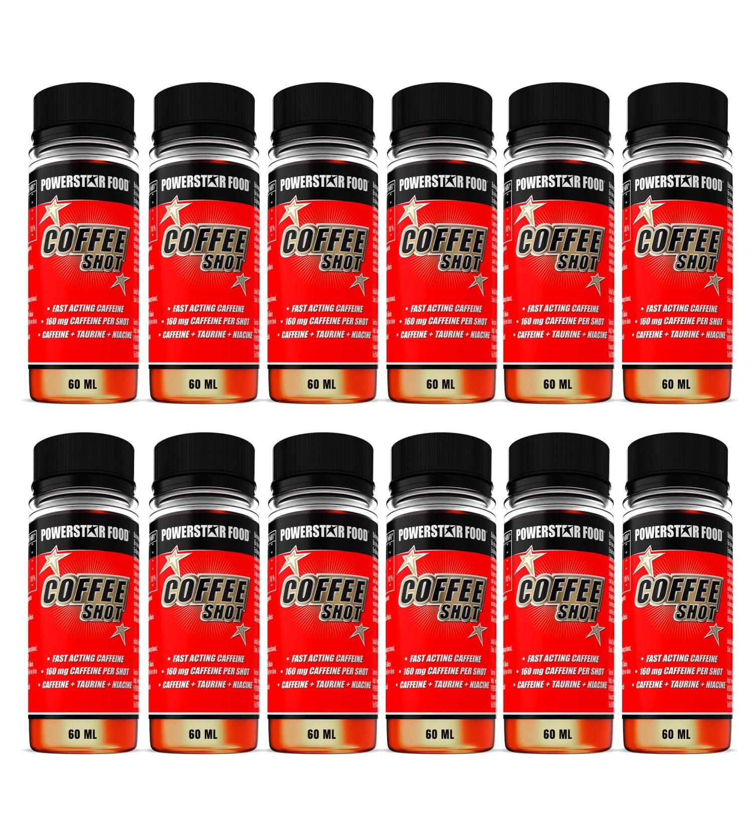 Powerstar Coffee Shot - 12 Energy Shots (60ml) | 160mg Caffeine | Vegan | Taurine Guarana & Niacin | German Made for Fitness & Endurance - Buy Online on GoSupps.com