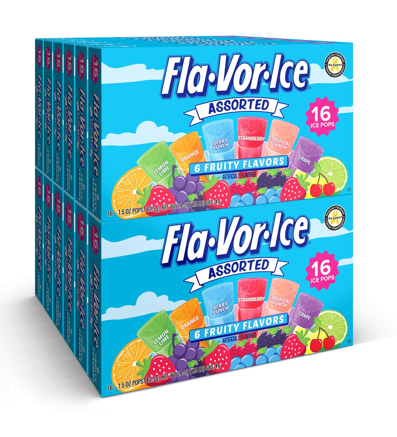 Flavorice Freezer Pops 1.5oz Fat Free Ice Pops - Fruity Flavors | 192 Freezer Pops (12 Boxes) - Buy Online on GoSupps.com
