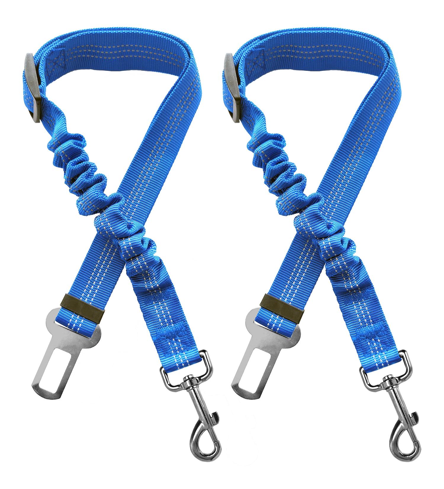 Xundefeng 2-Pack Adjustable Dog Car Seat Belt & Leash - Safety Clip for Dogs & Cats - Flexible Blue Design - Buy Online on GoSupps.com