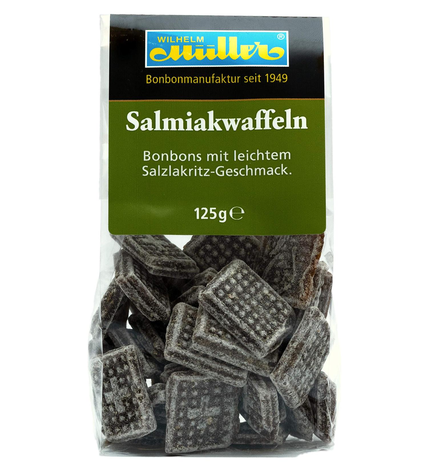 Salmiak wafers - sweets with a light salty liquorice flavour (15 bags - 15% discount) Salmiak wafers 125 g (pack of 15)