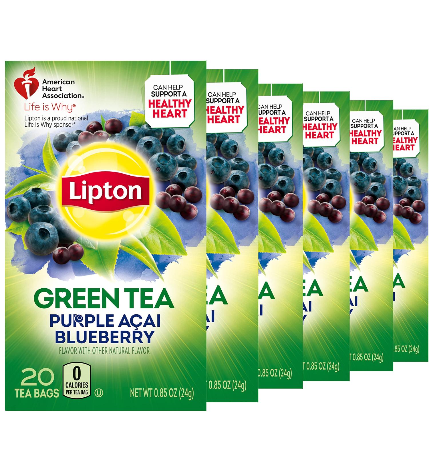 Lipton Purple Acai Blueberry Green Tea Bags - 1.13 oz (20 Count, Pack of 6) - Buy Online on GoSupps.com