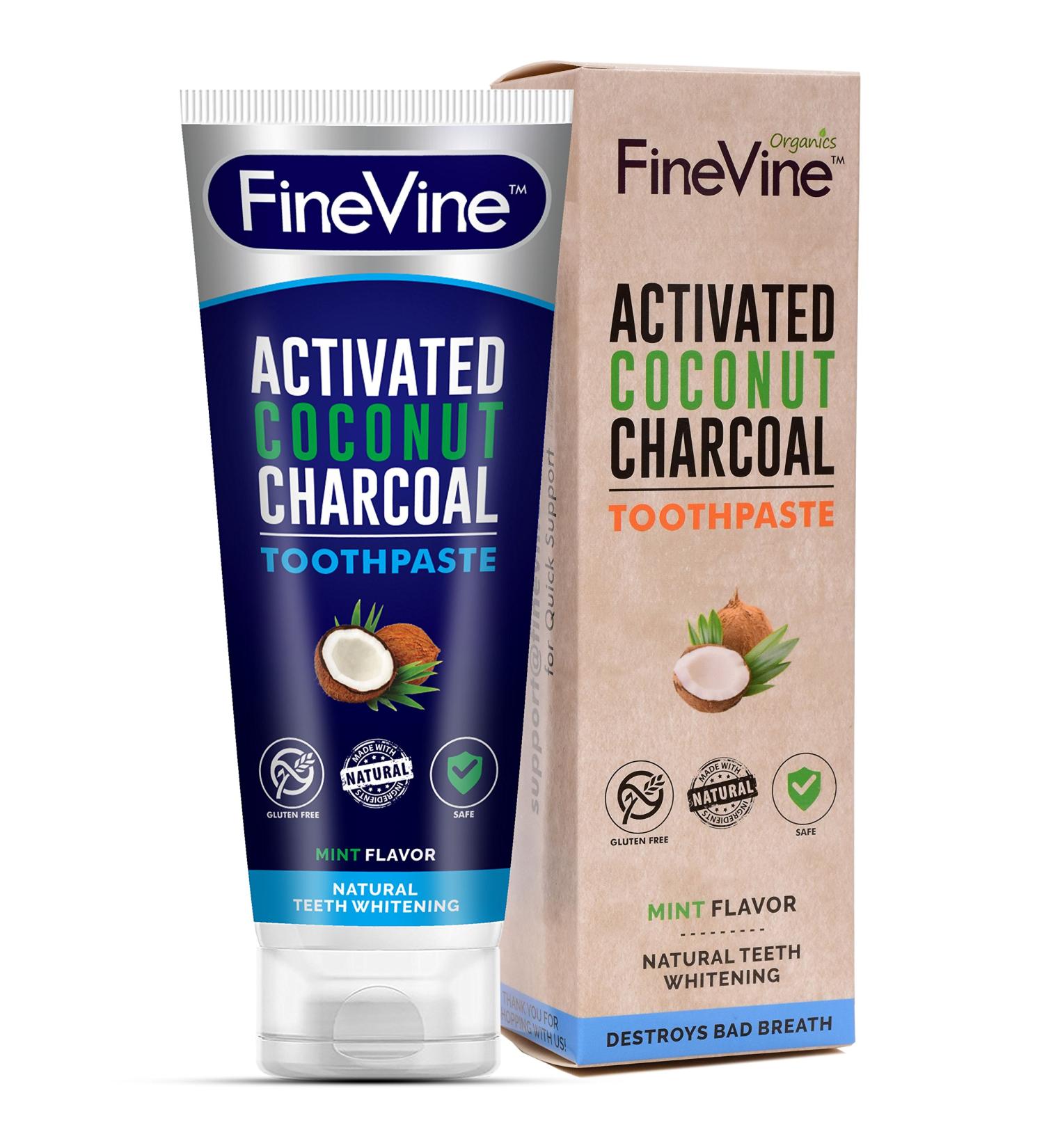 Organic Vegan Coconut Charcoal Toothpaste for Healthy Gums & Pearly Whites - Made in USA - Buy Online on GoSupps.com