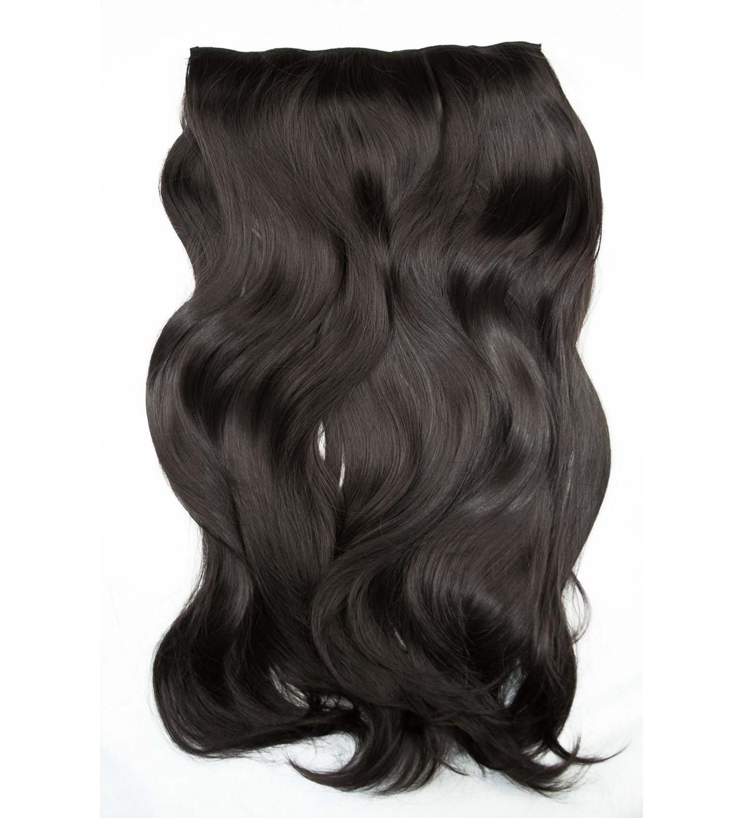 BOMBSHELL HAIR EXTENSIONS 180g 24" 5 Clips Flicky One Piece Half Head Clip On Hair Extensions Wig (M04 DARK BROWN) - Buy Online on GoSupps.com