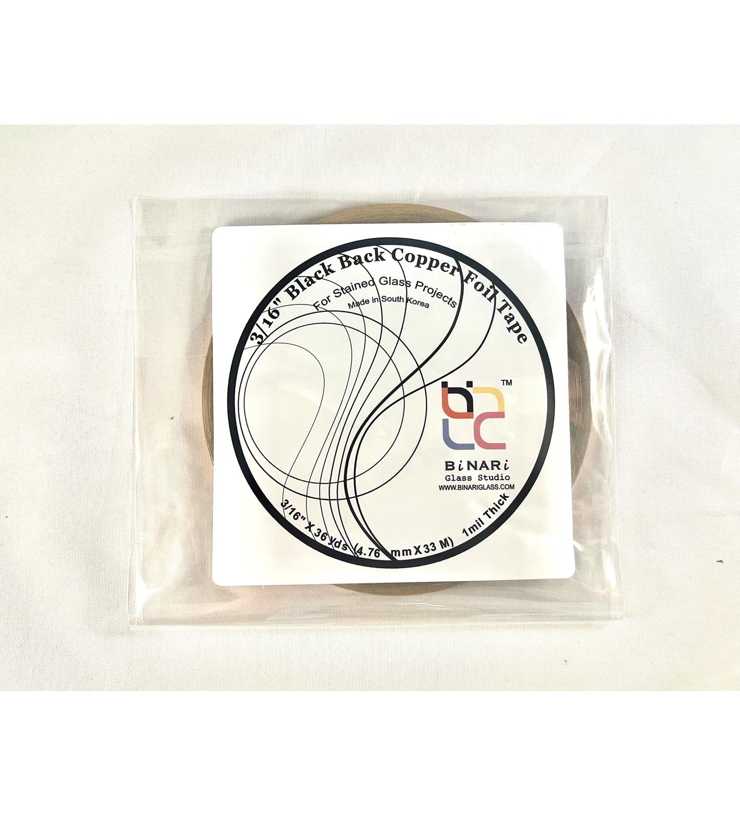 7/32 inch Copper Foil for Stained Glass by BiNARi Glass Studio (3/16 - Black)
