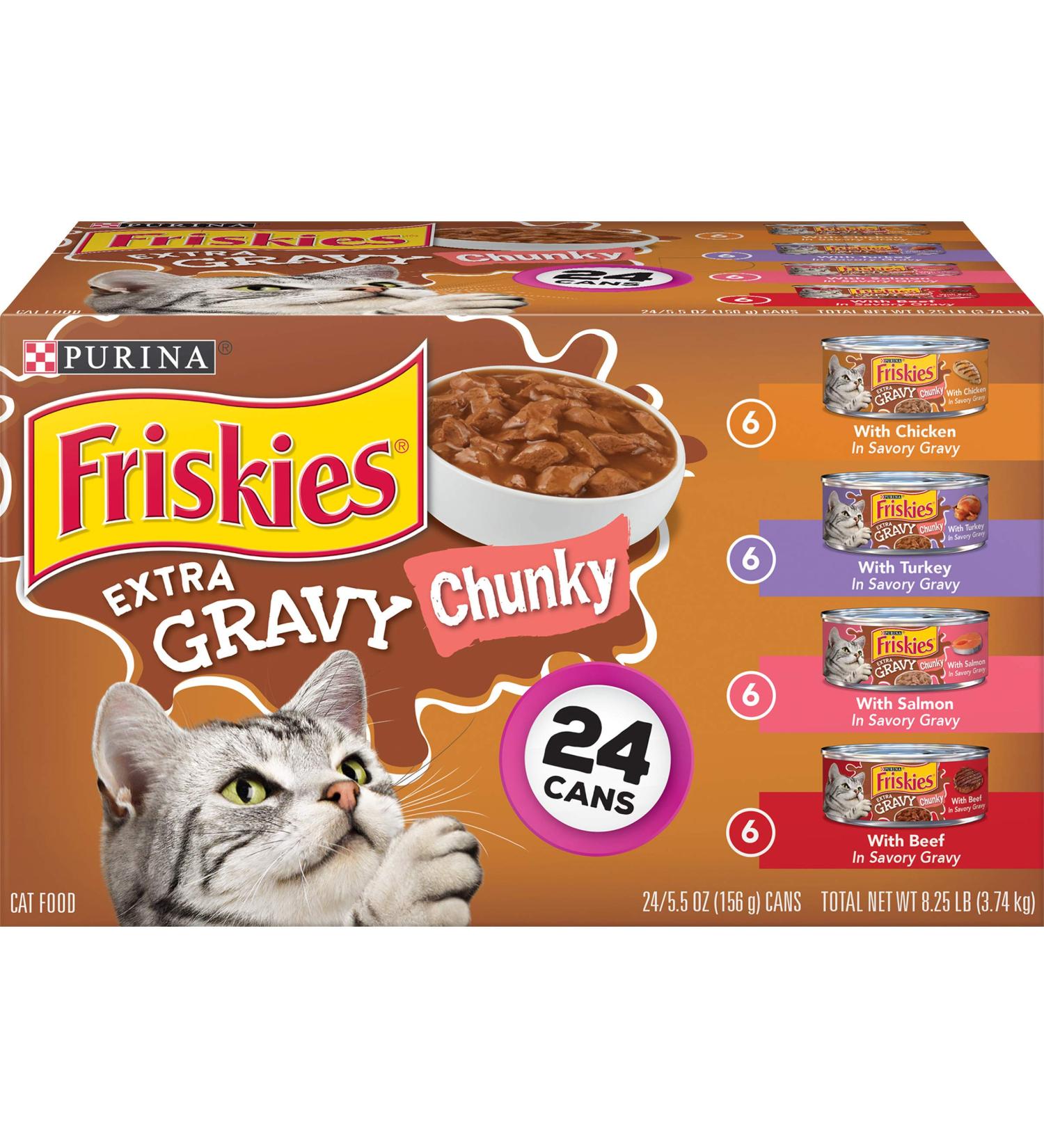 Purina Friskies Extra Gravy Chunky Wet Cat Food Variety Pack - 24 Cans - Buy Online on GoSupps.com