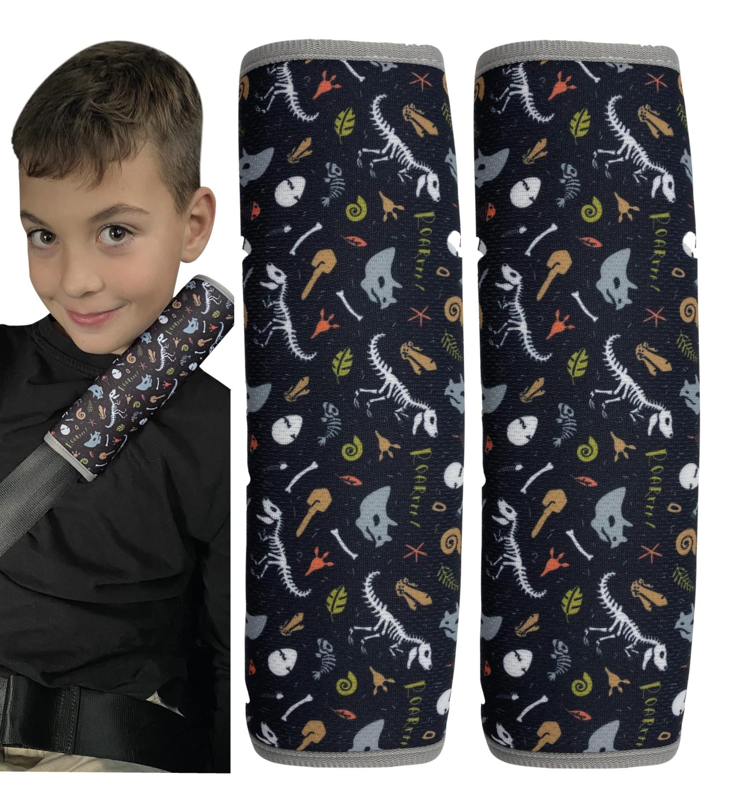 Dinosaur Skeleton 2X Kids Car Seat Belt Pads - Seat Belt Protectors for Kids & Babies - Ideal for Booster Seats & Bicycles - Buy Online on GoSupps.com