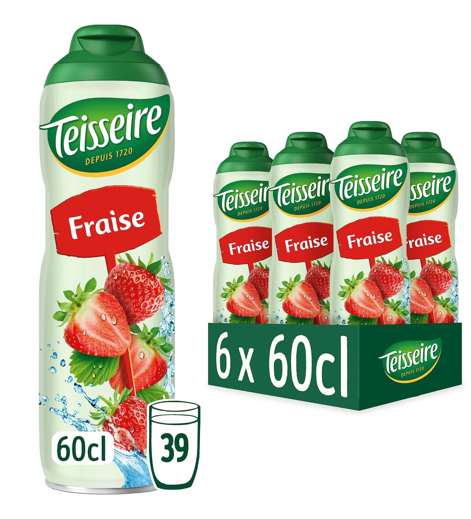 Teisseire Strawberry Syrup for Refreshing Drink Cocktails Recyclable Container 6x60cl - Buy Online on GoSupps.com