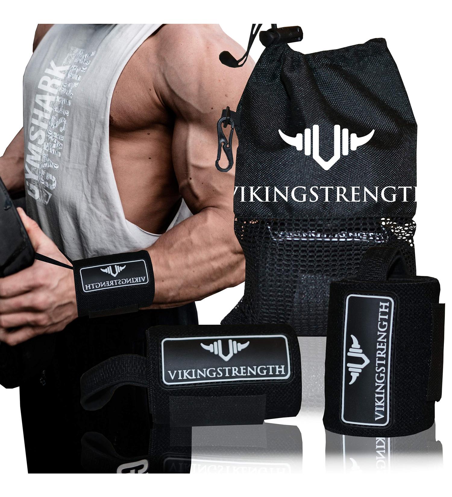 Vikingstrength Premium Wrist Brace Support for Weightlifting, Crossfit, Bodybuilding & Fitness | Pain Relief & Recovery Wraps for Athletes | Men & Women + V-Strength Workout App - Buy Online on GoSupps.com