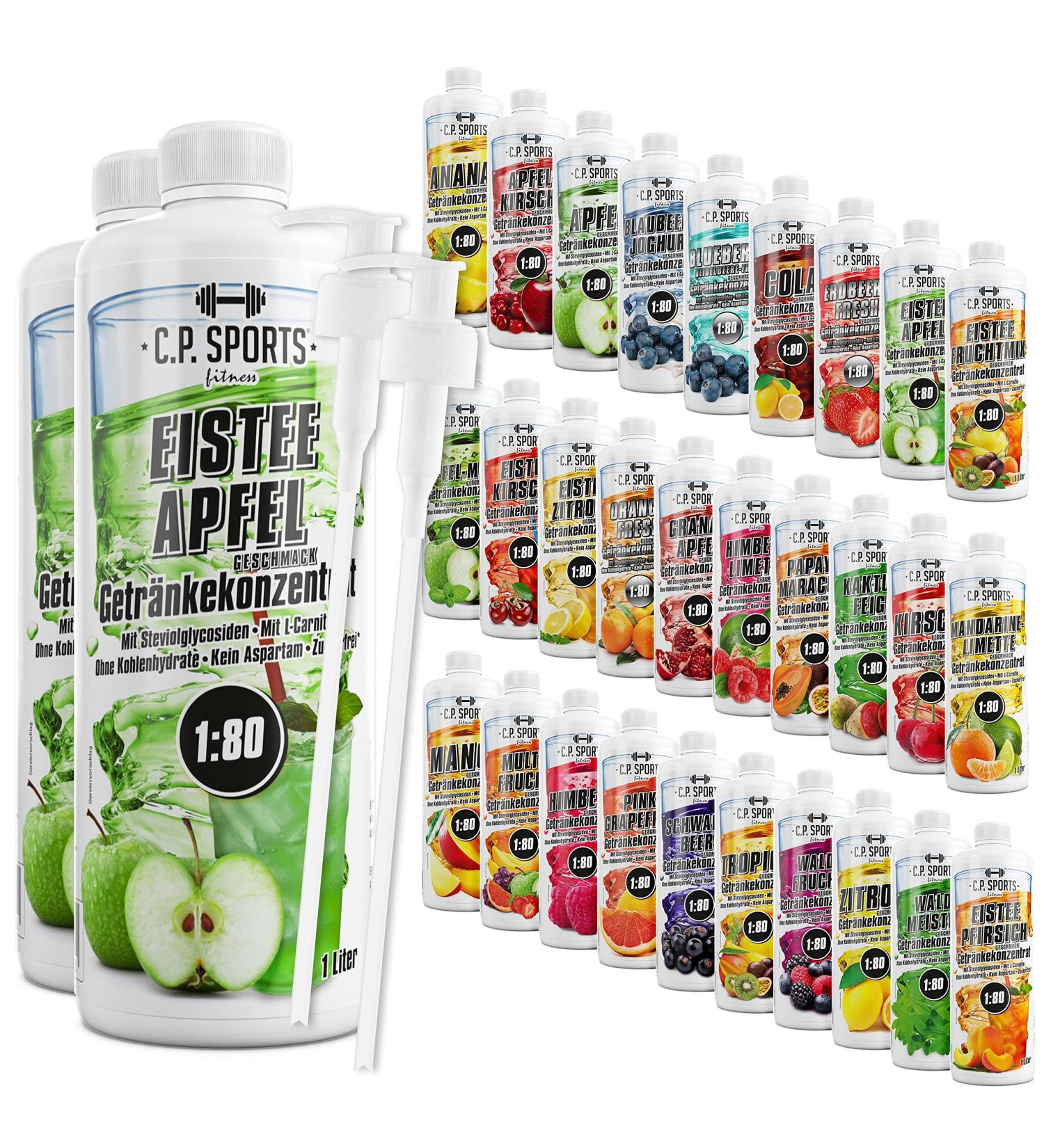 C.P. Sports Sugar-Free Beverage Syrup - Iced Pepper & Apple Flavor 2L + 2 Pump Donor | Vitamin-Packed Mineral Drink Concentrate for Sports & Fitness - Buy Online on GoSupps.com