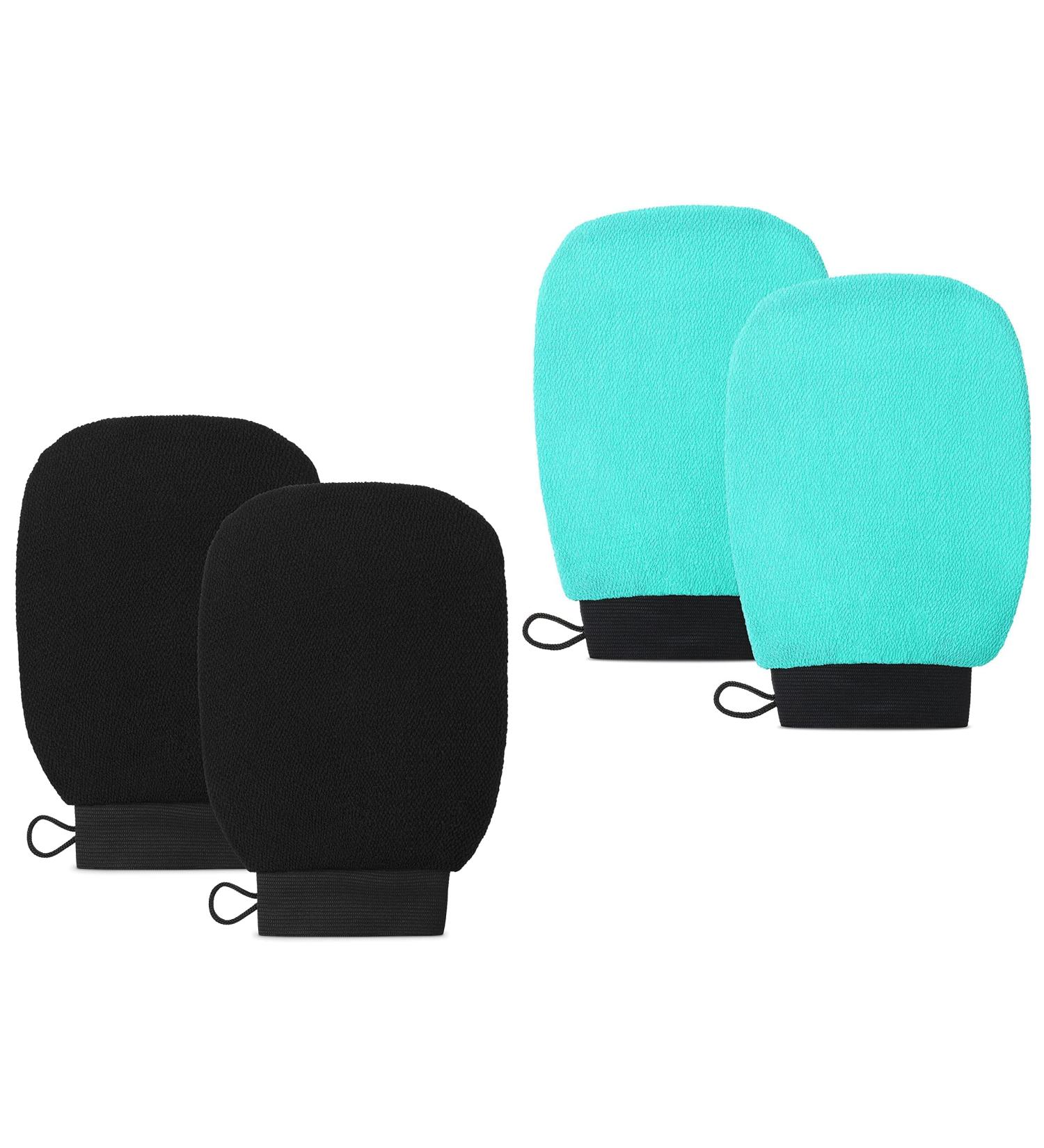 VALITIC Korean Style Exfoliating Gloves - 2 Pairs (Black & Turquoise) for Shower or Bath - Buy Online on GoSupps.com