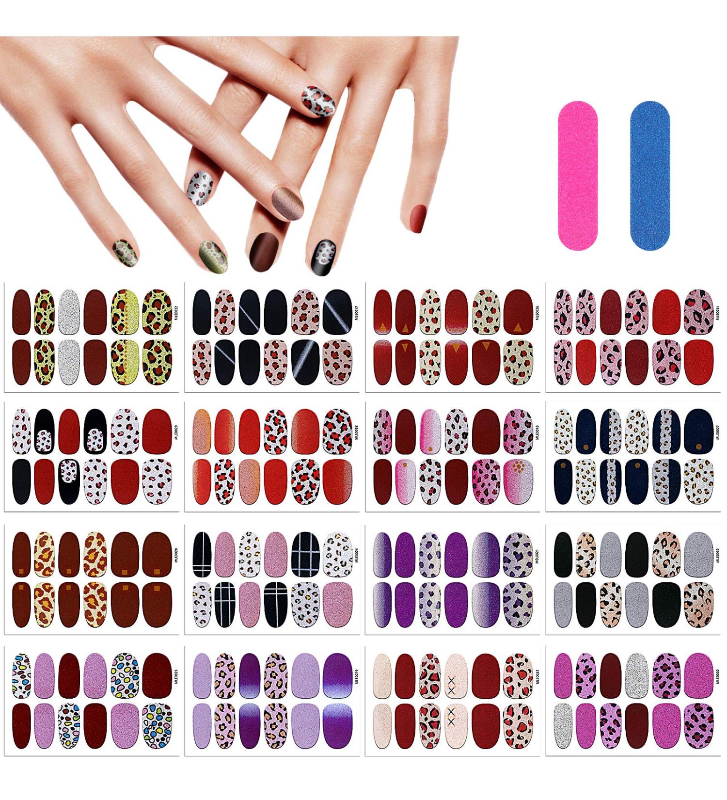 MWOOT 16 Sheet Leopard Nail Ticker - Self-Adhesive Nail Art Stickers & Nail Files for DIY Manicure Decoration - Buy Online on GoSupps.com