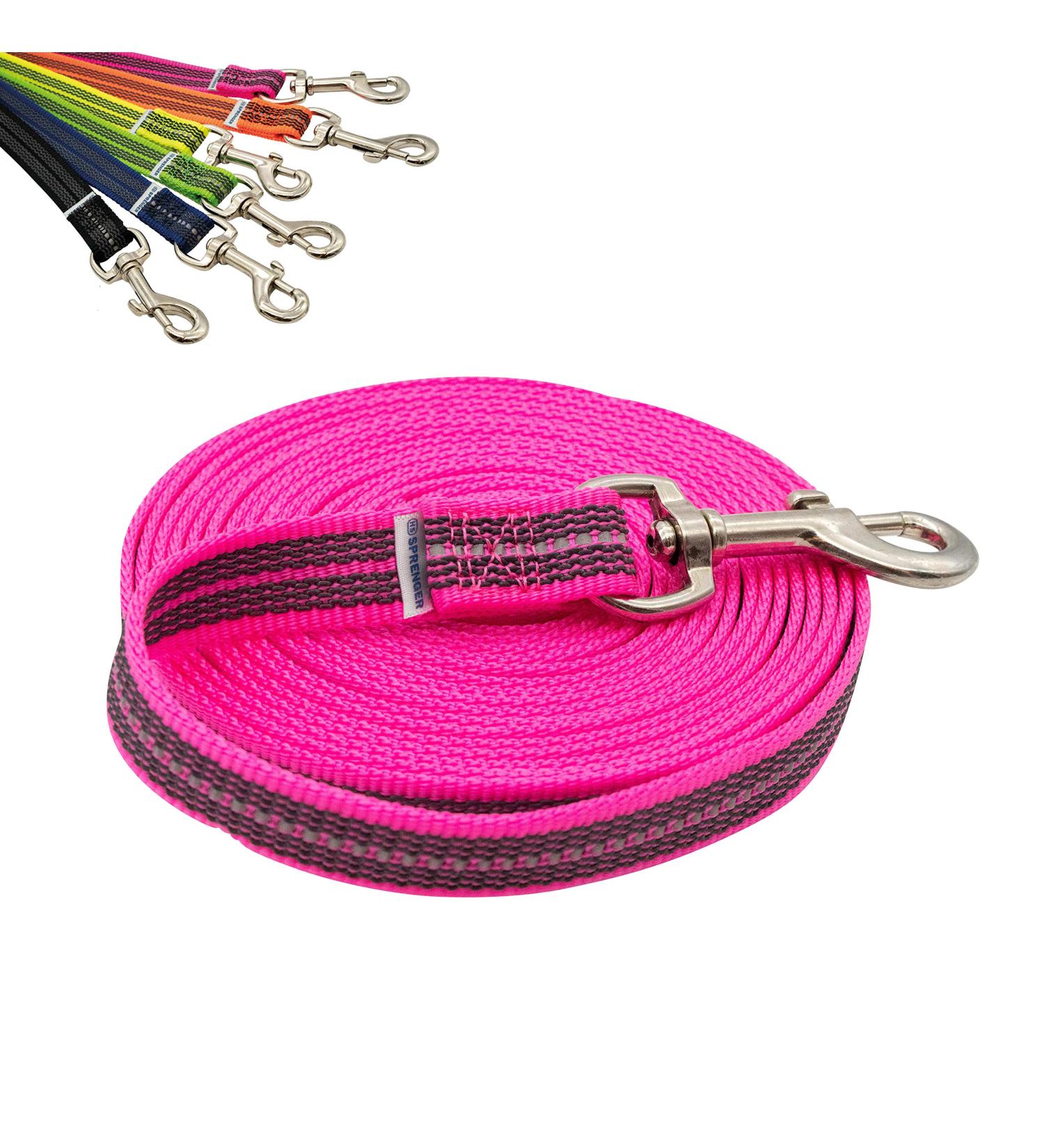 Rubberized leash without hand loop - pink 750 cm (7.5 m) 750 cm pink
