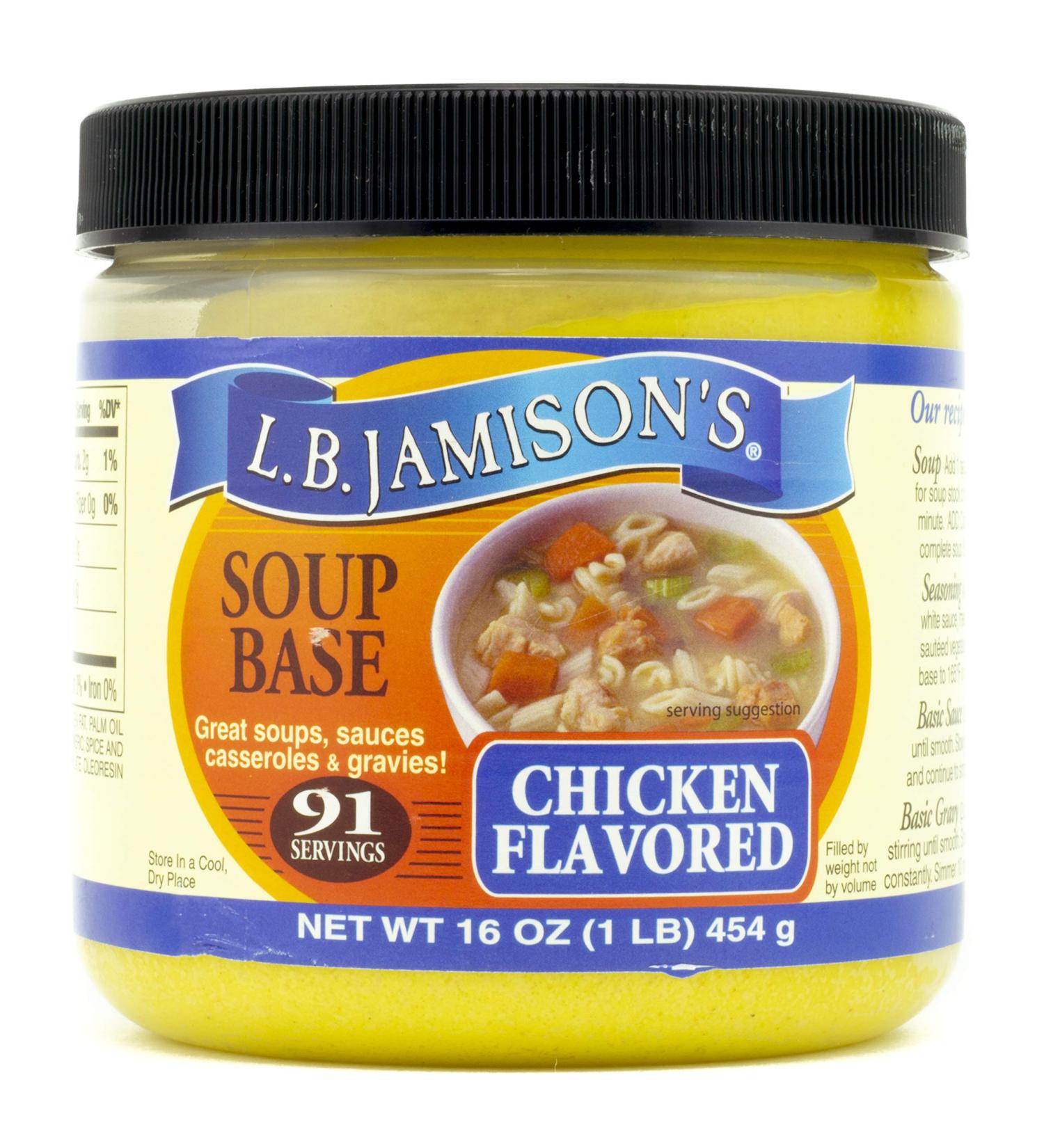 L.B. Jamison Chicken Soup Base 1lb - Authentic Flavor, Easy to Use - Buy Online on GoSupps.com