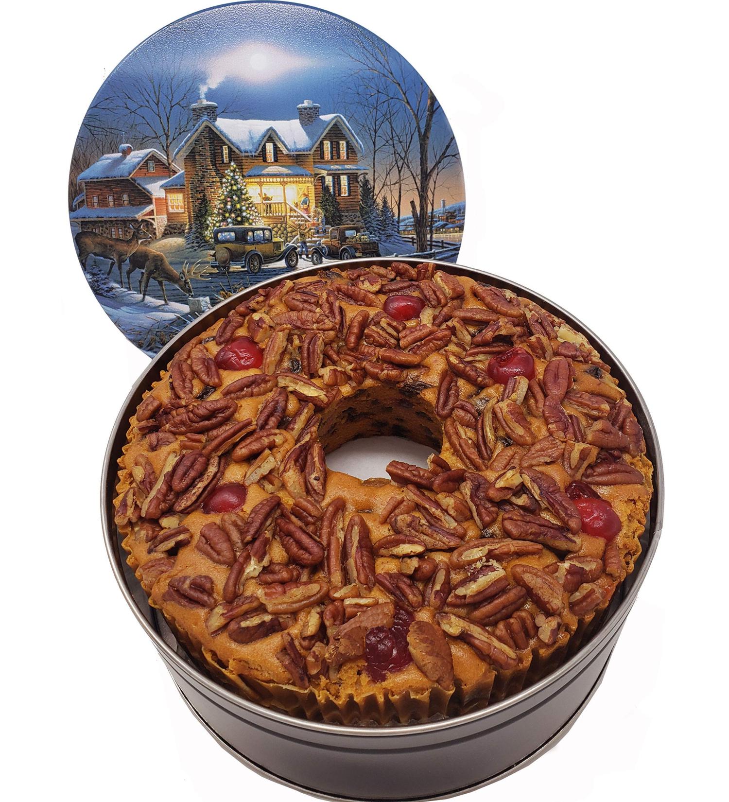 Jane Parker Fruitcake Classic Light Fruit Cake 3 Pound (48 Ounce) Ring in a Collectible Holiday Tin - Buy Online on GoSupps.com