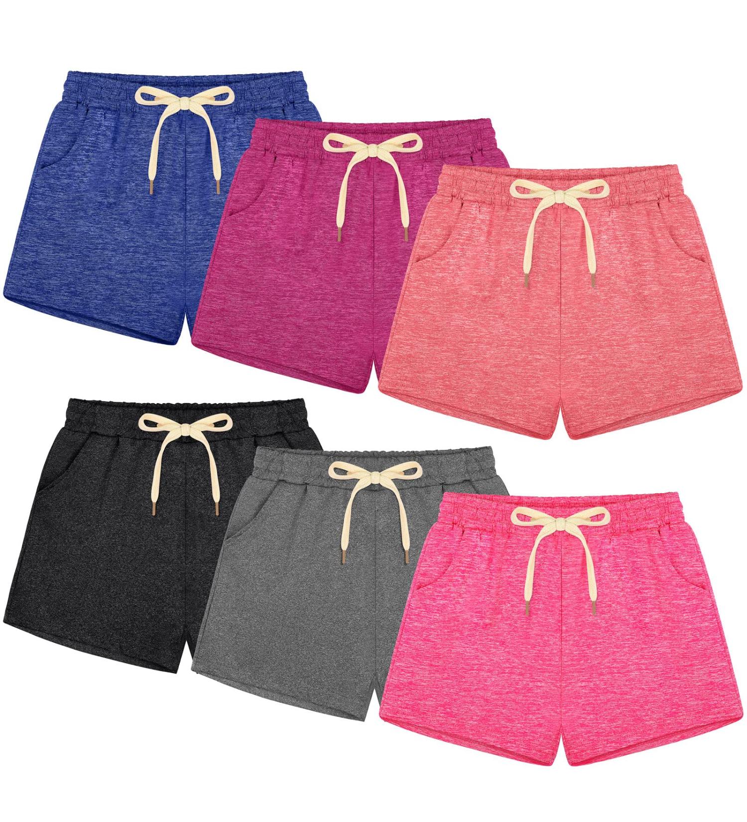 Poroka Girls 6 Pack Dry-Fit Running Shorts for Kids 8-9 Years - Active Performance Summer Sports Shorts with Drawstring Pocket in Various Colors - Buy Online on GoSupps.com