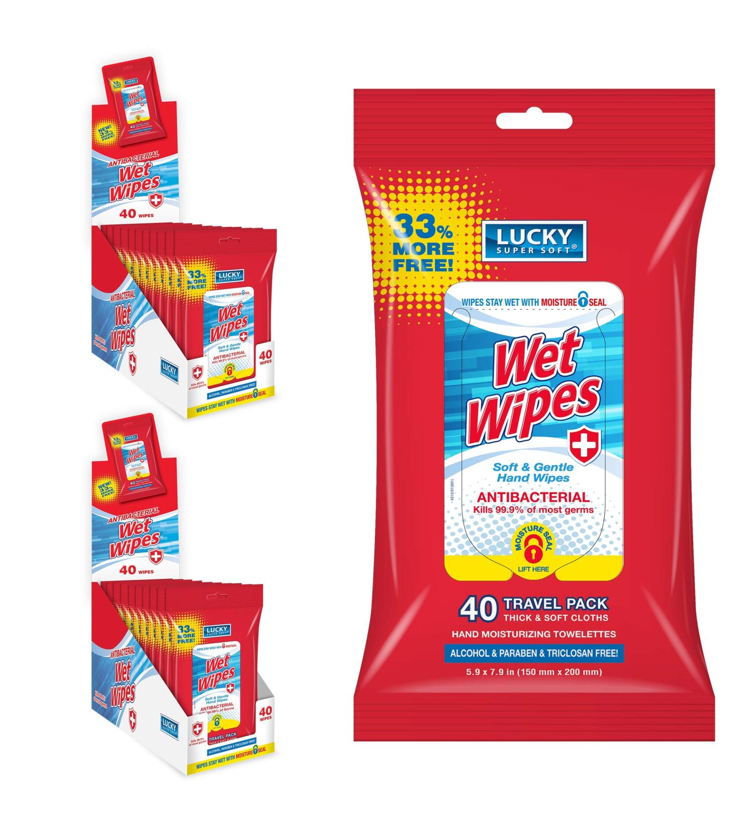 Shop Lucky Super Soft Wet Wipes - Hand Moisturizing Towelettes for Clean Hands & Body | International Shipping - Buy Online on GoSupps.com