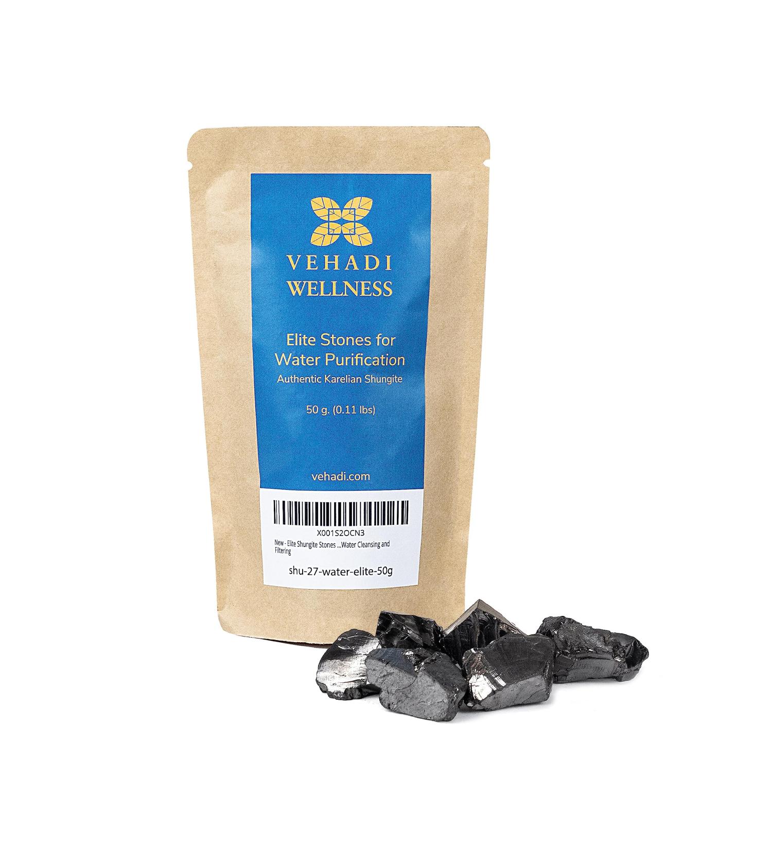 Elite Shungite Stones 50g for Water Purification - Crystal Healing Infused Water with Authentic Shungite Nuggets - Buy Online on GoSupps.com