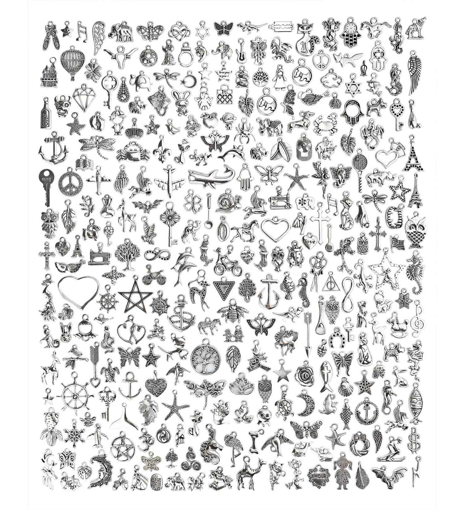 300 PCS JIALEEY Wholesale Bulk Mixed Tibetan Silver Alloy Charms Pendants for DIY Jewelry Making - Buy Online on GoSupps.com