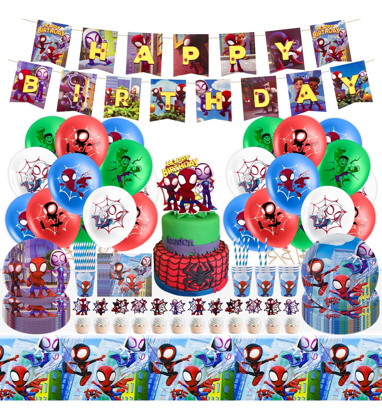 Yumcute ZX Tableware 99PCs | Spidey & Super Friends Birthday Supplies | Kids Party Decorations & Pull Flag Banner - Buy Online on GoSupps.com