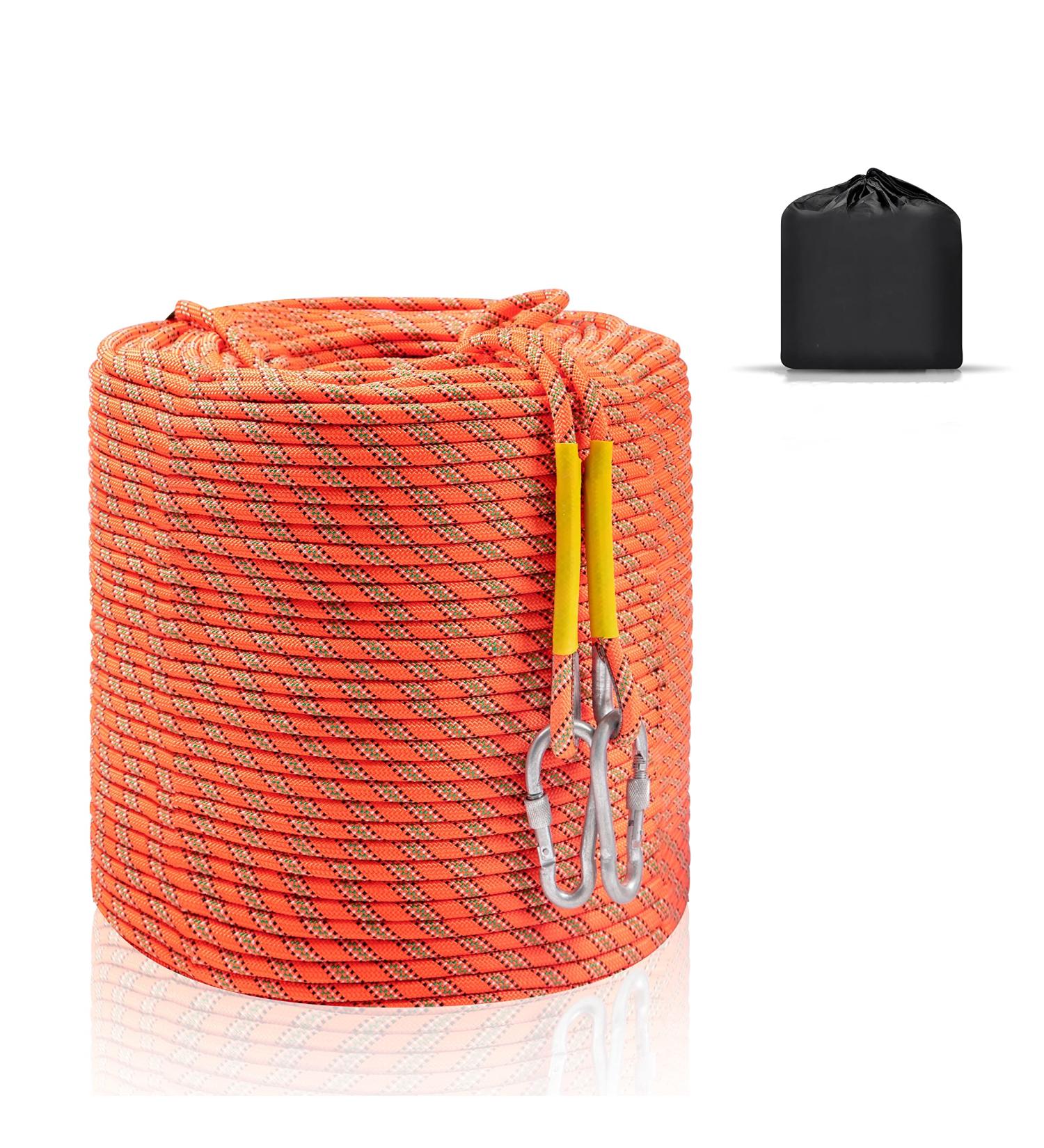 WGOS Climbing Rope - Dynamic Rock Climbing & Arborist Rigging Rope - 32ft to 985ft Lengths - Orange - Includes Carry Bag - Buy Online on GoSupps.com