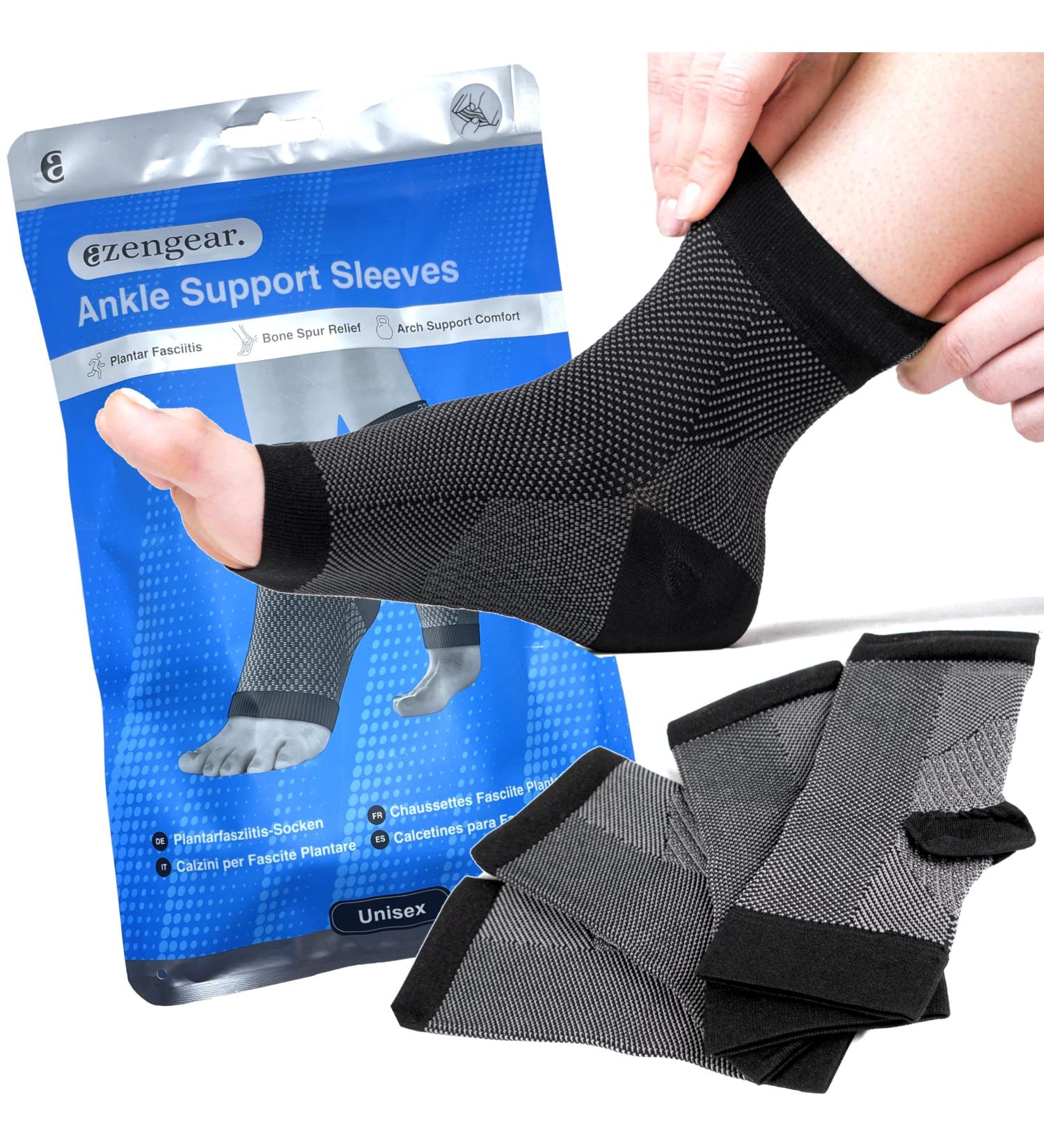 Shop Azengear Ankle Bandage (2 Pairs) - Plantar Fasciitis Socks for Fast Relief | XXL Black for Men & Women - Buy Online on GoSupps.com