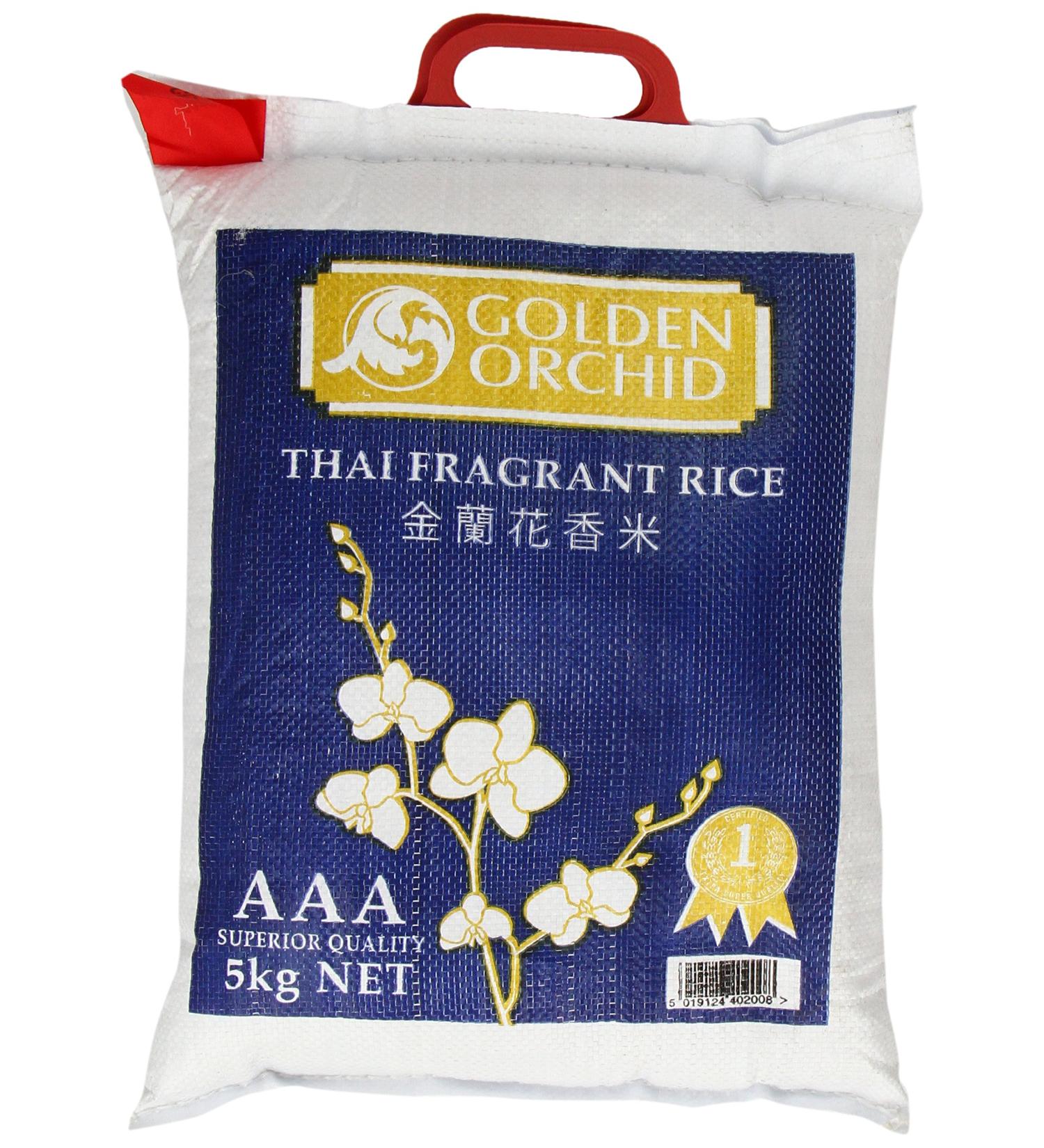 Golden Orchid Fragrant Thai Rice 5 kg - Premium Quality Grain for Exquisite Dishes - Buy Online on GoSupps.com