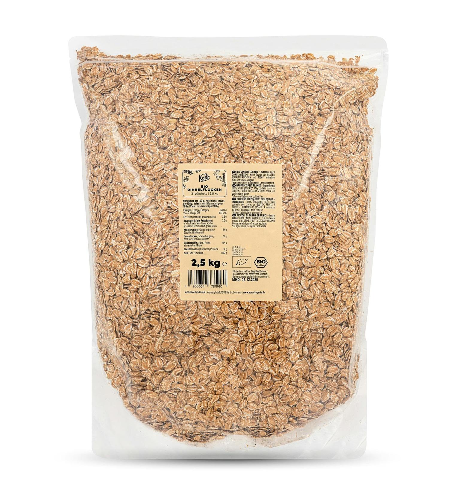 KoRo - Organic spelled flakes 2.5 kg - Buy Online on GoSupps.com