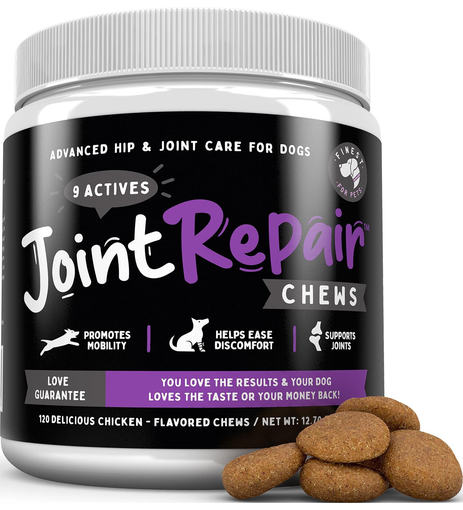 Advanced Joint Repair for Dogs | Relieves Arthritis Pain, Inflammation | Glucosamine, Chondroitin, MSM, Turmeric & Omega 3 | Made in USA - 120 Chews - Buy Online on GoSupps.com