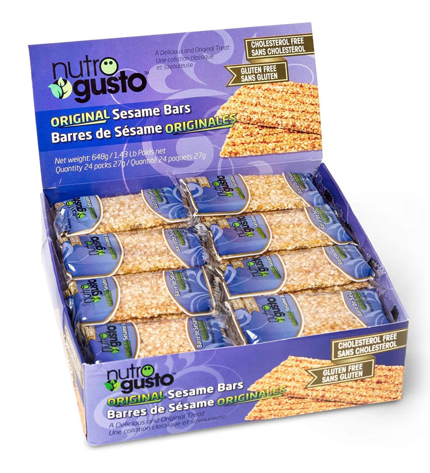 NutroGusto Sesame Bars Cholesterol Free Gluten Free Healthy Snack Bar (Original -24 Bars x 27g) - Buy Online on GoSupps.com