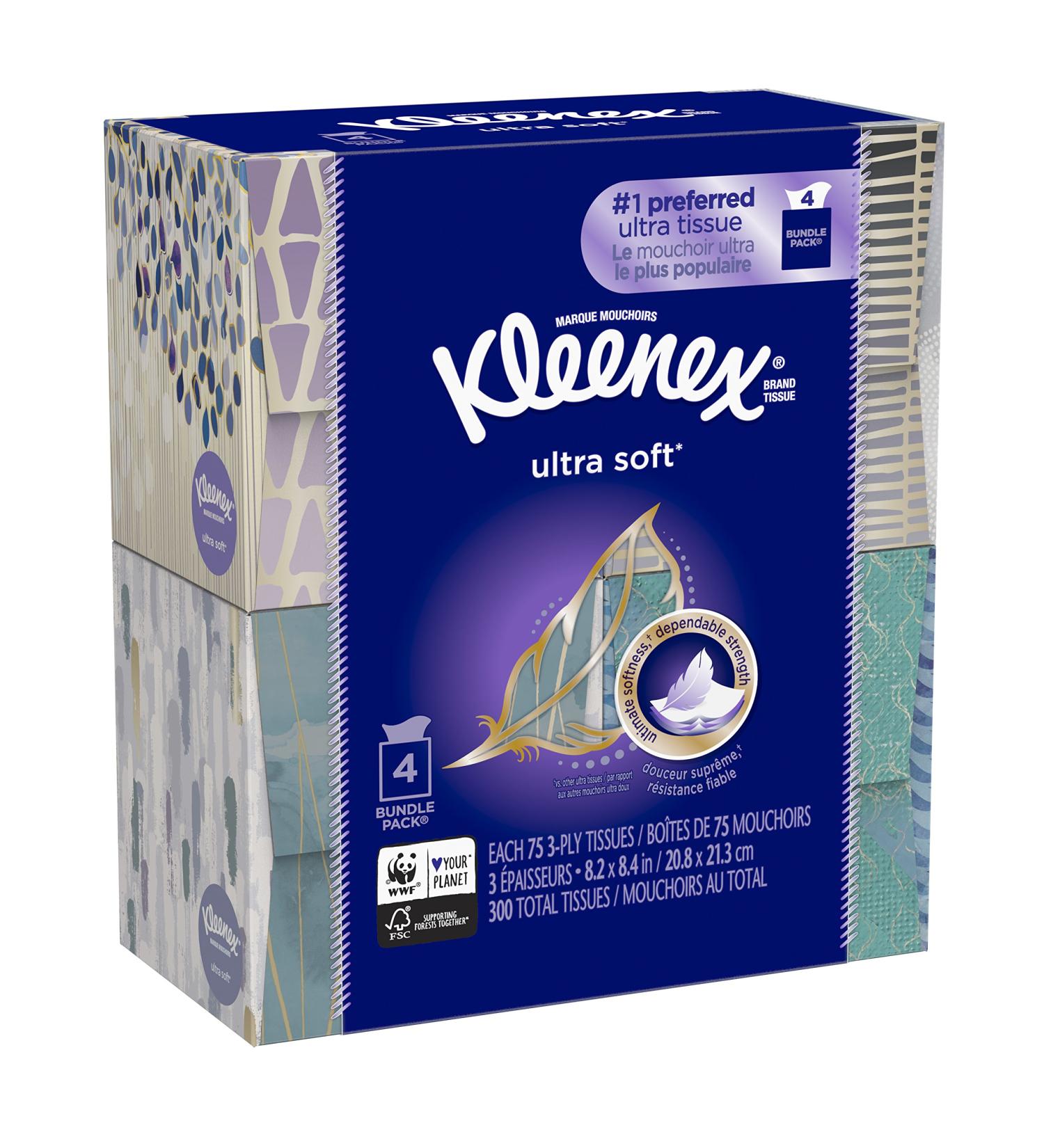 Kleenex Ultra Soft Facial Tissue - 75 Count (Pack of 4) - Buy Online on GoSupps.com