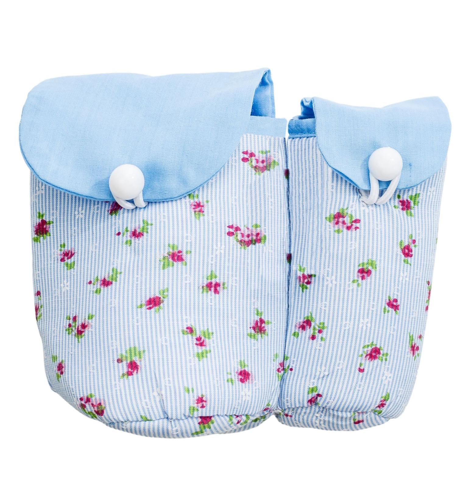 Fair Trade Cotton Pad Dispenser Bag | Blue White Flowers | 100% Cotton Storage for Swabs & Pads | 12 x 14.5 cm | International Shipping - Buy Online on GoSupps.com
