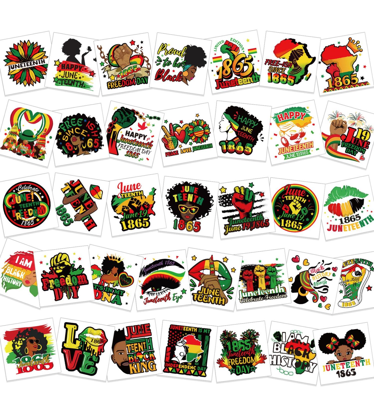 HOWAF Happy Juneteenth Decoration Temporary Tattoos - 72pcs Black Freedom Day Party Supplies - Buy Online on GoSupps.com