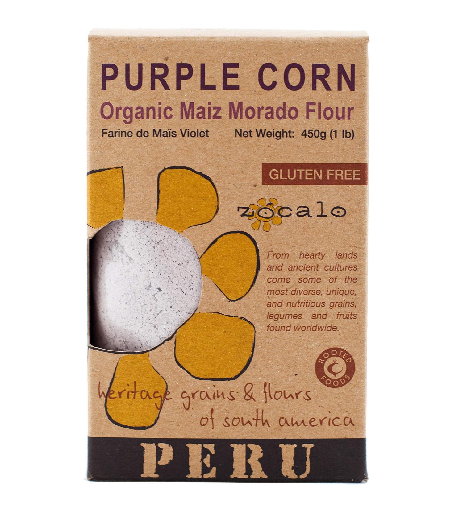 Zocalo Organic Purple Corn Flour 16 oz - Non-GMO Gluten-Free Baking & Cooking - Raw Peruvian Corn Meal - Buy Online on GoSupps.com