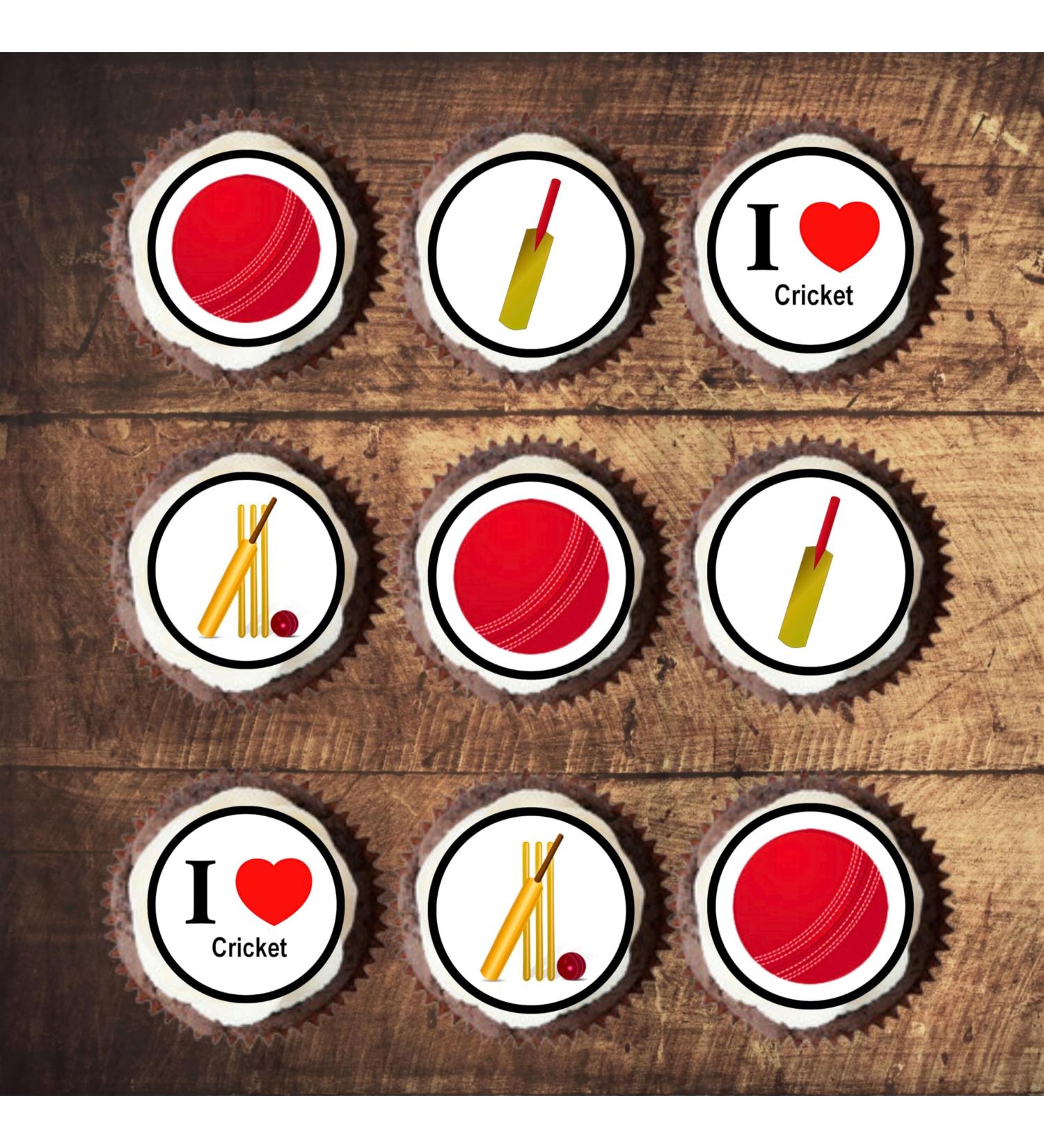 PRECUT Cricket Cupcake Toppers Sports Edible Cake Toppers Edible Cricket Cake Decorations Gifts For Cricket Lovers Cricket Gifts Cricket Bat Cake Toppers Retirement Cake Topper (Pack of 12) - Buy Online on GoSupps.com