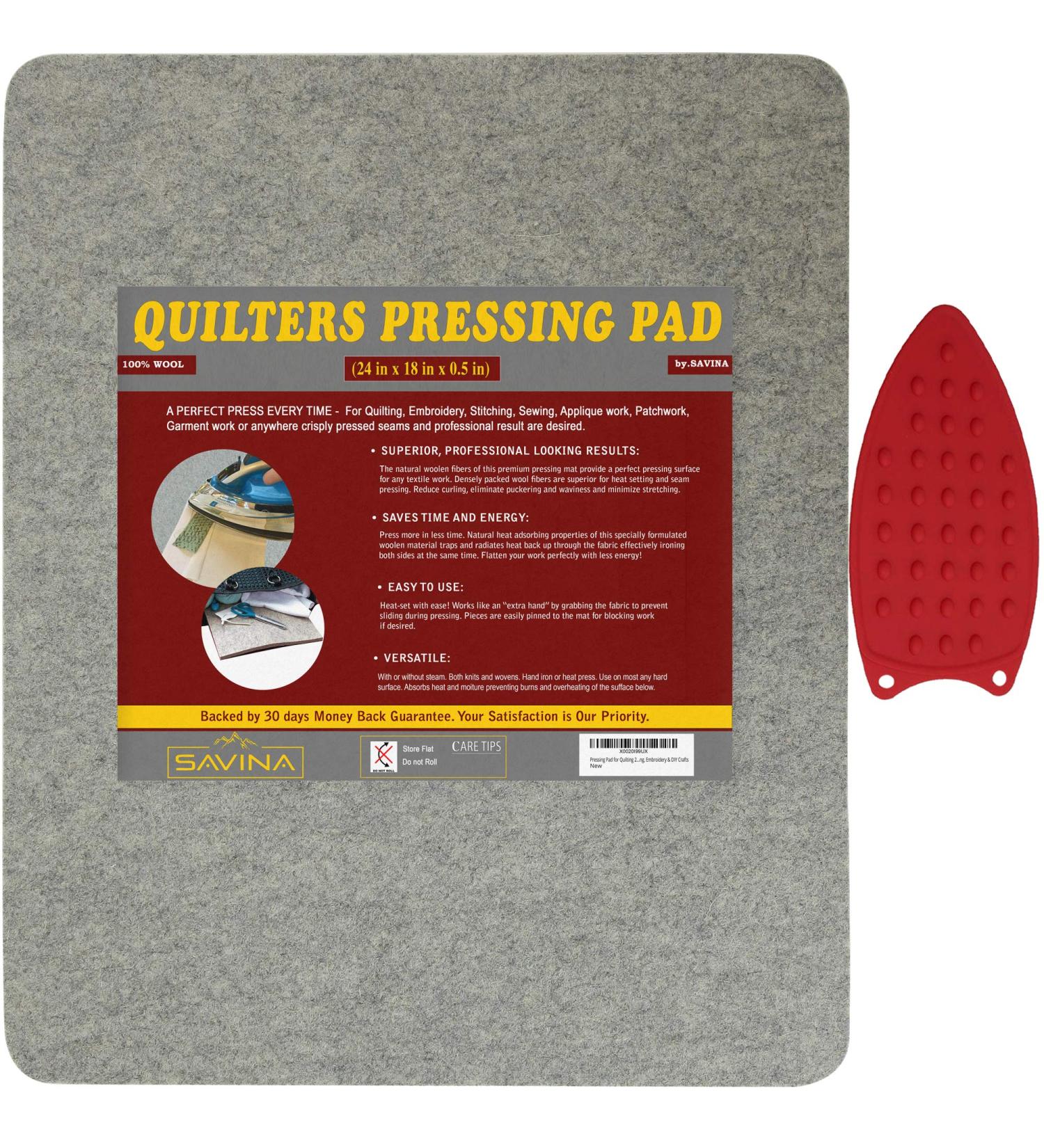 Wool Pressing Pad - 24x18 Quilting Ironing Pad by SAVINA - 100% New Zealand Felted Wool Iron Board for Quilters - Buy Online on GoSupps.com