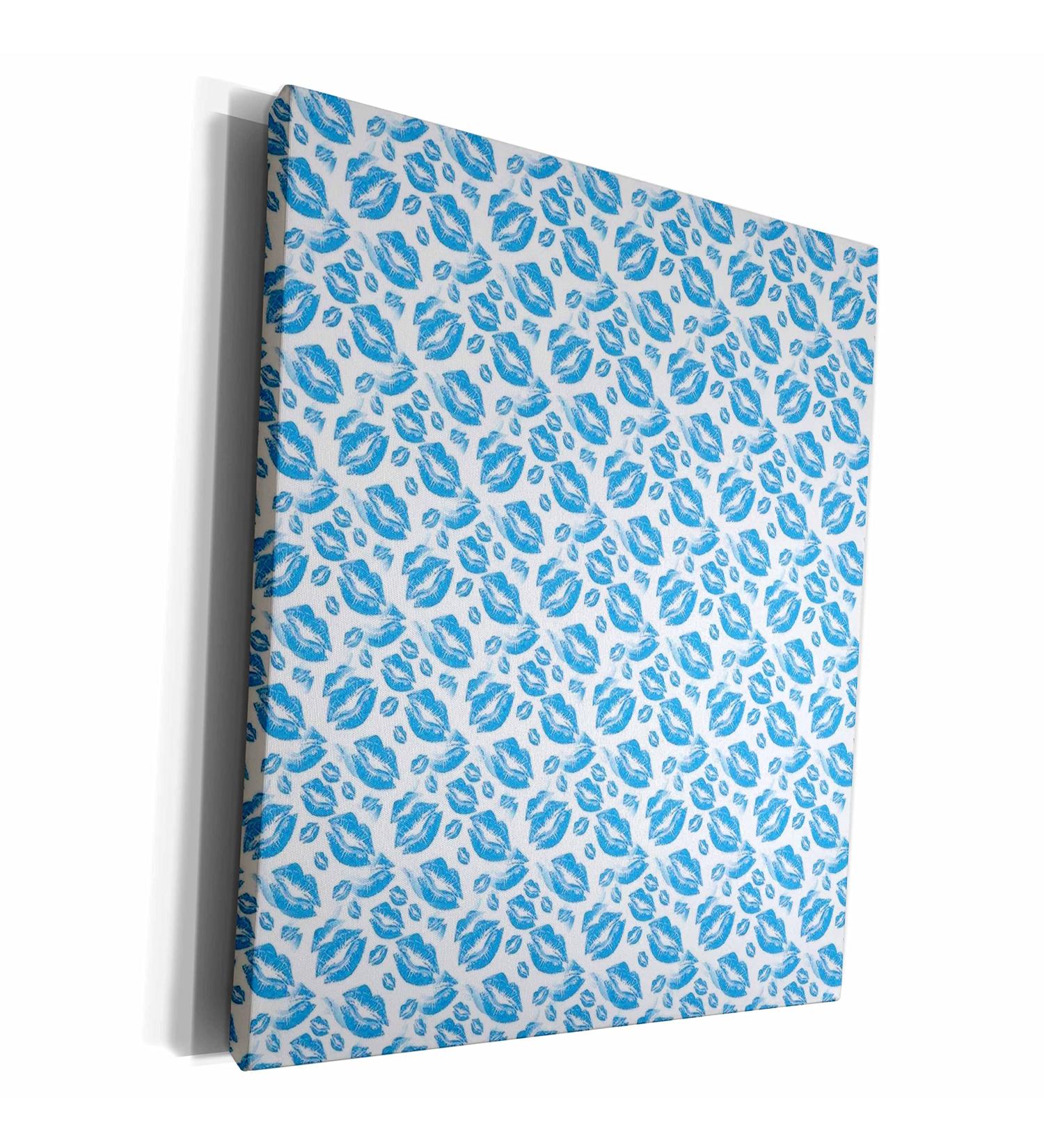 3dRose Museum Grade Canvas Wrap - Boyish Blue Lips Pattern | Lipstick Kisses Art for International Shipping - Buy Online on GoSupps.com