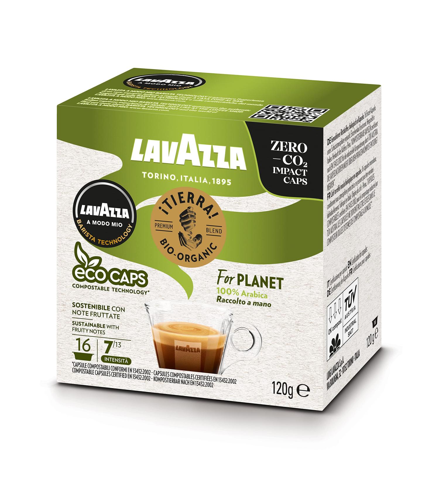 Lavazza A Modo Mio Tierra Bio for Planet 16 ECO CAPS Coffee Capsules (6) - Buy Online on GoSupps.com