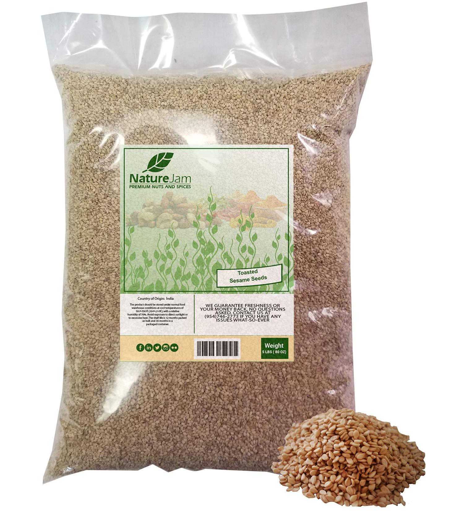 Toasted Sesame Seeds - Natural 5 lb Bulk Bag | Heat Sealed for Freshness - Buy Online on GoSupps.com