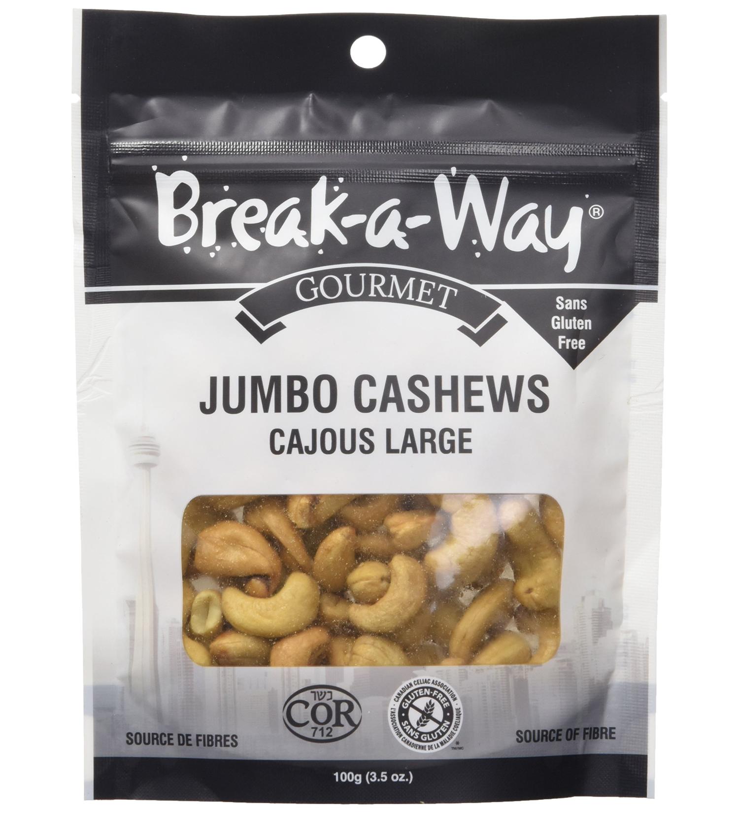 Break-A-Way Gourmet Jumbo Cashews 100g - Buy Online on GoSupps.com