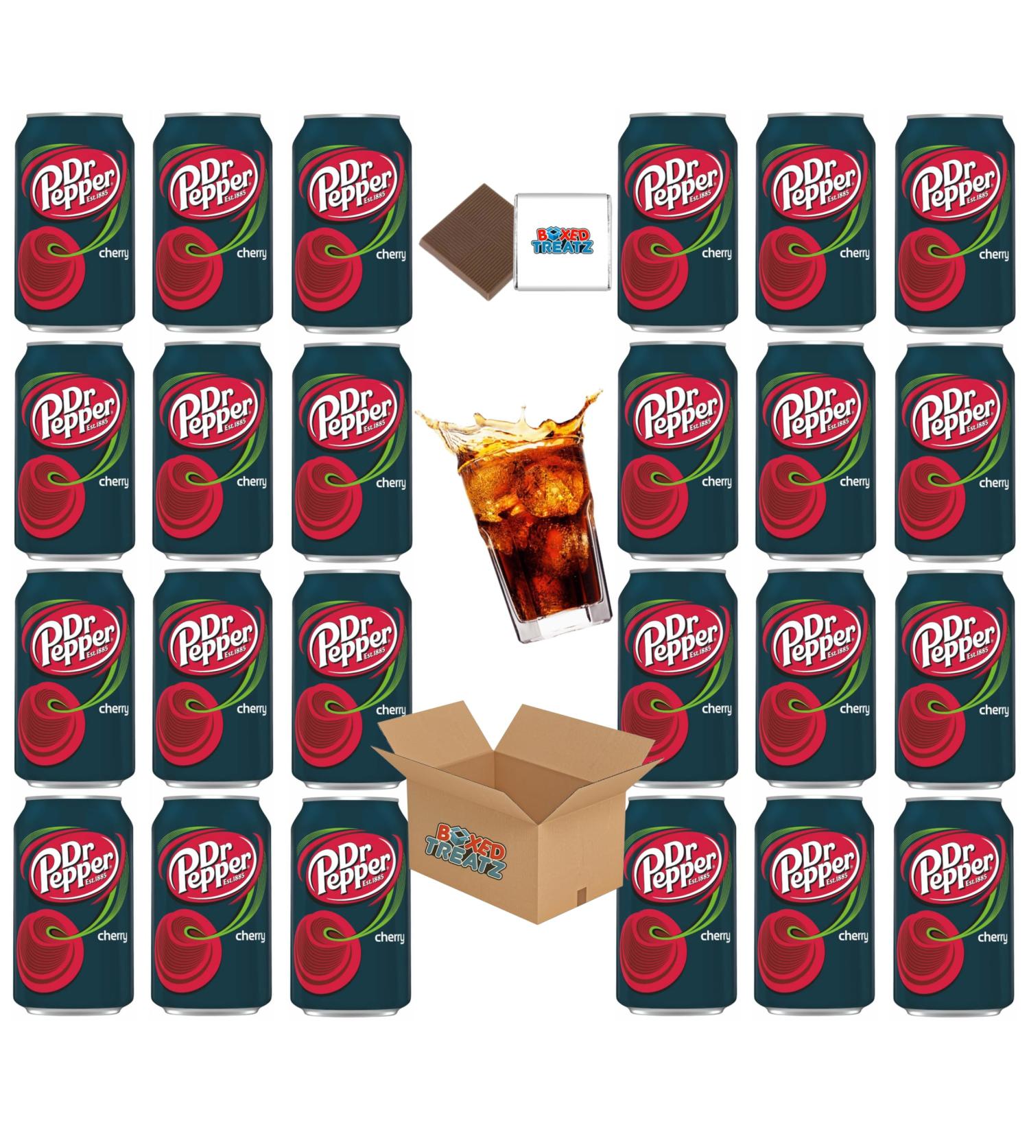 Dr Pepper Cherry (24x355ml) Smooth Tasting Flavour American Soda Drink Cans Boxed Treatz - Buy Online on GoSupps.com