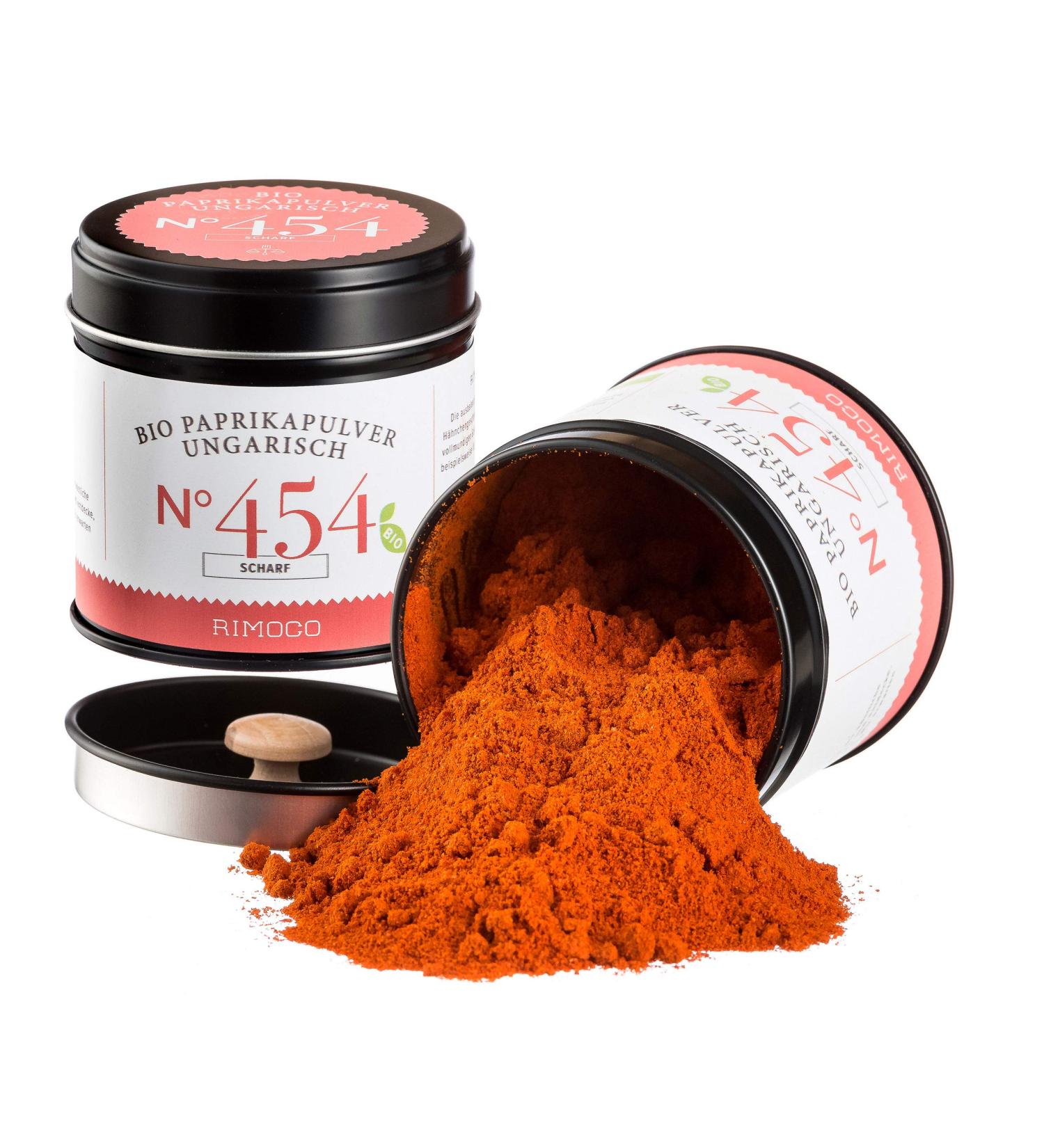Rimoco N 454 Organic Hungarian Paprika Powder | Fiery & Fruity | 80g Aromadeckel Spice Jar | DE- KO-007 - Buy Online on GoSupps.com