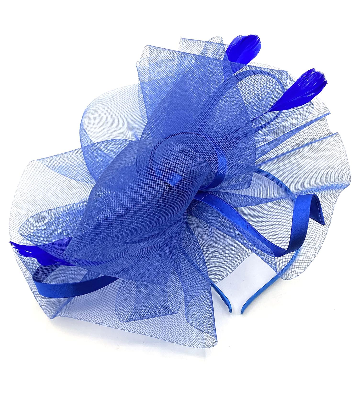 Allsorts Large Feather Aliceband/Clip Fascinator Hairband Fascinator for Weddings Races Royal Ascot (Royal Blue) - Buy Online on GoSupps.com
