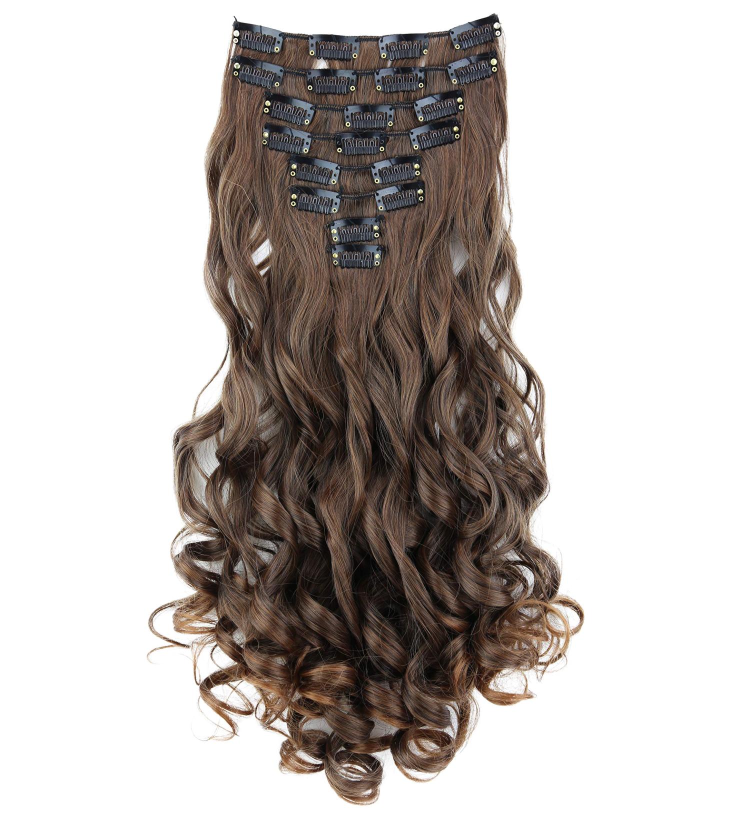 CAISHA XL 45cm Clip In Extensions - Klara 7 Piece Set | Voluminous Curly Brown Mix #4T30 CE9-1 - International Shipping - Buy Online on GoSupps.com