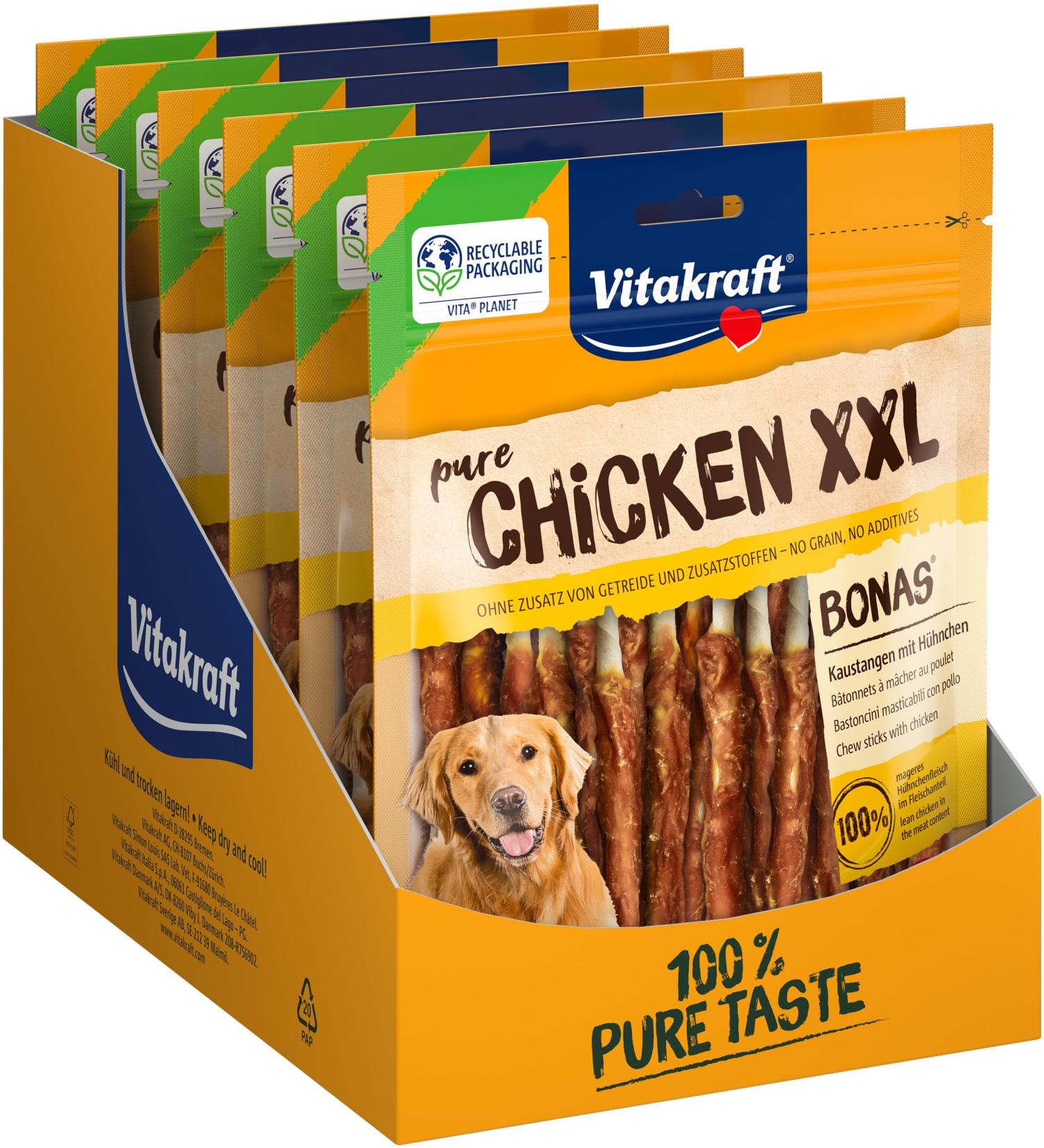 Vitastras Chicken Bonas XXL - Lean Chicken Couch Sticks Sugar & Grain-Free 200g (8 Pack) - Premium International Shipping - Buy Online on GoSupps.com