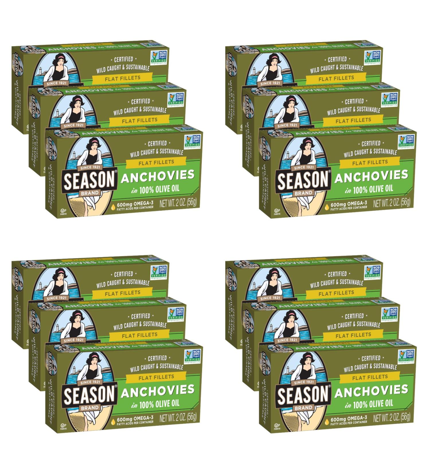 Wild Caught Seasoned Anchovies in Olive Oil | Gluten-Free, Keto, Paleo | 2 oz (Pack of 12) - Buy Online on GoSupps.com