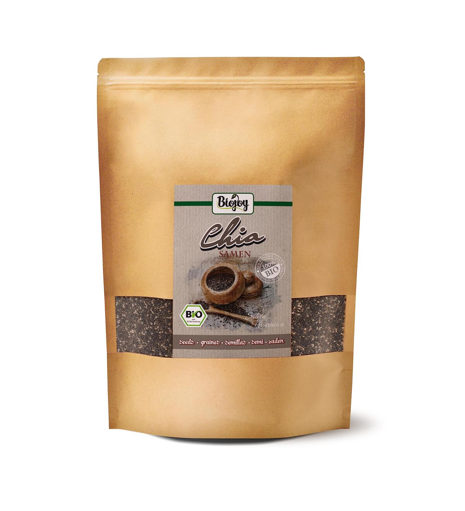 Buy Biojoy ORGANIC Chia Seeds Whole (2 kg) - Black Chia Seeds (Salvia hispanica) | Premium Quality & Fast International Shipping - Buy Online on GoSupps.com