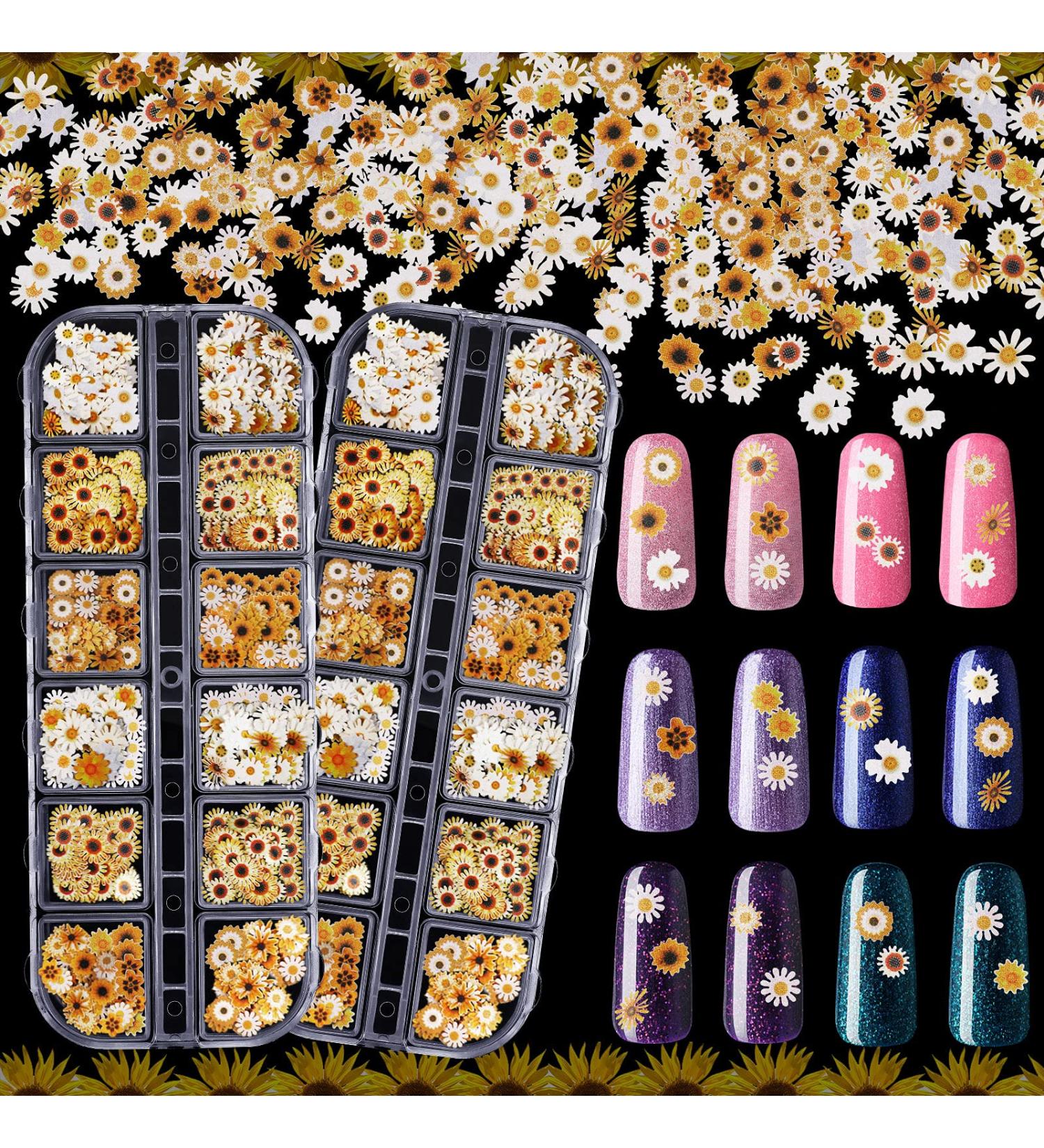 24 Grids 3D Sunflower Nail Stickers - Fall Sunflower & Glitter Designs for Nail Decorations - Buy Online on GoSupps.com