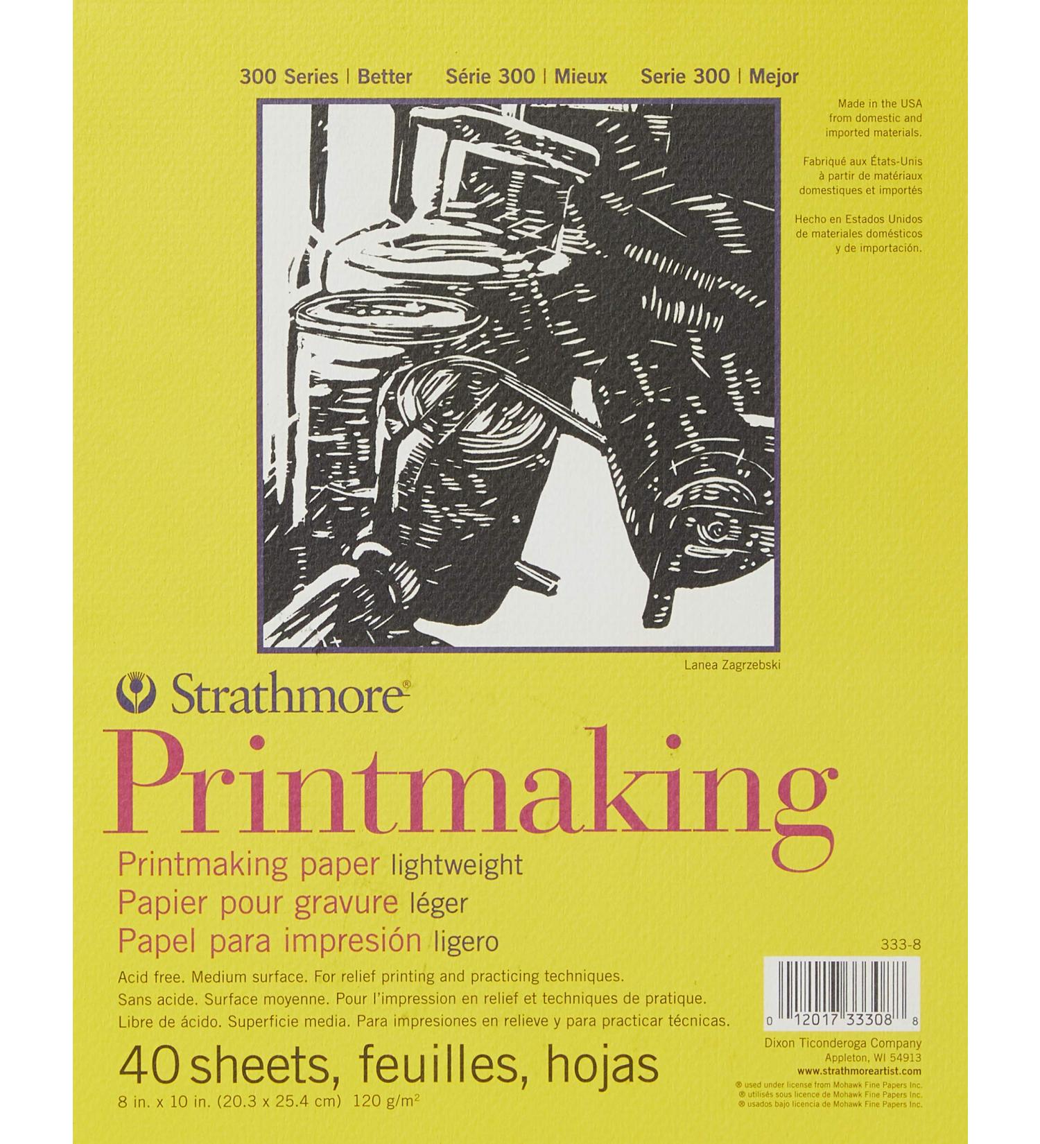 Strathmore 300 Series Printmaking Paper Pad 8x10 - 40 Sheets (120g) - Block Printing, Linocut, Screen Printing - Ideal for Artists & Students - Buy Online on GoSupps.com