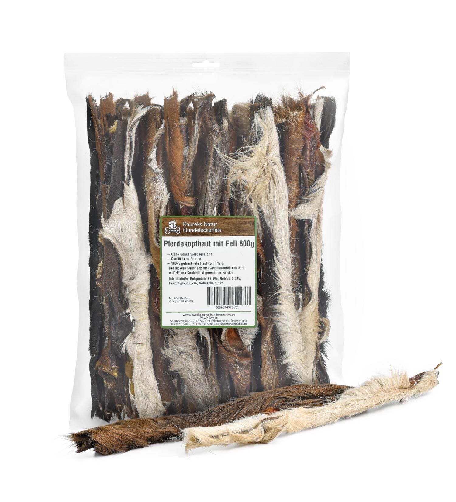 Kaureks Natural Dog Treats - Horse Scalp Fur Sticks 800g | Dental Care for Dogs | Long-lasting Chew like Horse Bones - Buy Online on GoSupps.com