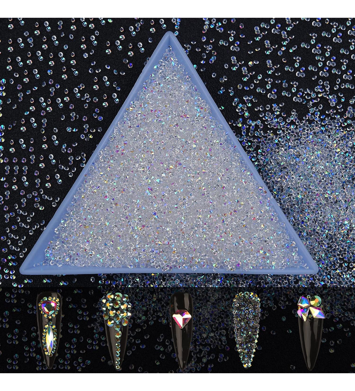 HUETFAT 8800Pcs Pixie Nail Crystals Rhinestones 1.2mm Glass Diamonds - Clear AB | Iridescent Swarovski Shine - Nail Art Gems - Buy Online on GoSupps.com